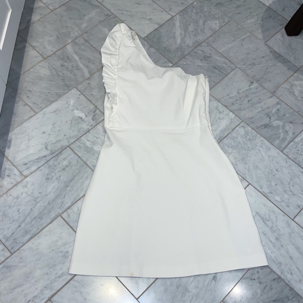 White zara ruffle dress